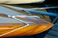 Bow of wooden sailboat