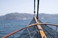 Bow on wooden ship in the sea, Santorini