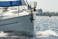 Bow of a yacht under sail Royalty Free Stock Photo