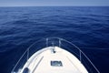 Bow of yacht white boat cruing the blue sea Royalty Free Stock Photo