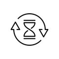 Bowed hourglass with round arrows vector icon