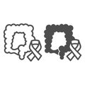 Bowel organ and tape line and solid icon, World cancer day concept, awareness of colon cancer sign on white background