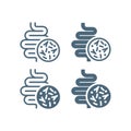 Bowels and microflora bacteria vector icon set