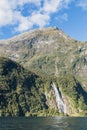 Bowen Falls. Milford Sound. Fiordland national park, South island, New Zealand Royalty Free Stock Photo