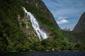 Bowen Falls in Milford Sound, part of Fiordland National Park, New Zealand Royalty Free Stock Photo