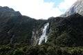 Bowen Falls in Milford Sound on the South Island of New Zealand Royalty Free Stock Photo