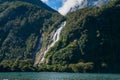 Bowen Falls New Zealand waterfalls Fiordland National Park Royalty Free Stock Photo