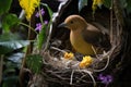 bowerbird presenting its decorated bower