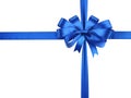 Bowknot of blue ribbon. Royalty Free Stock Photo