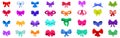 Bowknots icons set vector. A row of colorful bows with different colors and patterns Royalty Free Stock Photo