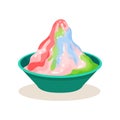 Bowl of ais kacang. Delicious Malaysian dessert. Sweet food. Cooking theme. Flat vector icon Royalty Free Stock Photo