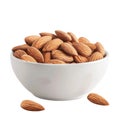 A Bowl of Almonds with Two Almonds in the Foreground Royalty Free Stock Photo