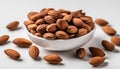 Bowl of almonds on a white background Royalty Free Stock Photo