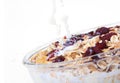 A bowl of American breakfast cereal and dry fruit Royalty Free Stock Photo