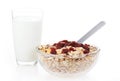 A bowl of American breakfast cereal and dry fruit Royalty Free Stock Photo