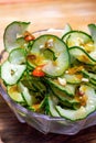 A bowl of appetizing cold dishes, pickled pickled cucumber slices