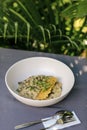 Bowl with asparagus risotto