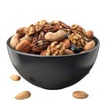 Bowl of Assorted Nuts with Almonds Scattered on Black Background Royalty Free Stock Photo