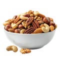 Bowl of Assorted Nuts Including Cashews, Almonds, Pecans, and Hazelnuts Royalty Free Stock Photo