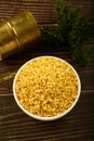 Bowl of Baked moong dal pulses. salty snack dish. Royalty Free Stock Photo