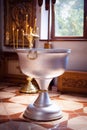 Bowl for baptism in the Orthodox Church Royalty Free Stock Photo