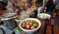 A Bowl of Baso served fresh, with tender beef meatballs floating in a clear soup Royalty Free Stock Photo
