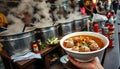 A Bowl of Baso served fresh, with tender beef meatballs floating in a clear soup Royalty Free Stock Photo