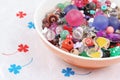 Bowl of beads and buttons Royalty Free Stock Photo