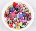 Bowl of beads and buttons Royalty Free Stock Photo