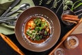 A bowl of beef stir fry with vegetables Royalty Free Stock Photo