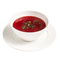 bowl of beet root soup borsch isolated on white background Royalty Free Stock Photo