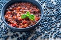 Bowl of black bean chili Royalty Free Stock Photo