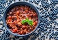 Bowl of black bean chili Royalty Free Stock Photo