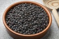 Bowl with black chickpea Murgia, ceci nero, also known by the name of cece del solco dritto Royalty Free Stock Photo