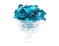 A Bowl of Blue Wrapped Candy on a White Background Royalty Free Stock Photo