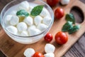 Bowl of Bocconcini mozzarella with fresh cherry tomatoes