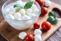 Bowl of Bocconcini mozzarella with fresh cherry tomatoes