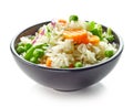 Bowl of boiled rice with vegetables Royalty Free Stock Photo