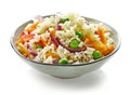 Bowl of boiled rice with vegetables Royalty Free Stock Photo