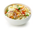 Bowl of boiled rice with vegetables Royalty Free Stock Photo