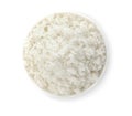 Bowl of boiled rice on white, top view Royalty Free Stock Photo