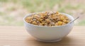 Bowl of Breakfast Cereal by Window. Royalty Free Stock Photo