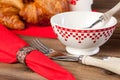 Bowl on breakfast table Royalty Free Stock Photo