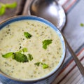 Bowl of broccoli and cheddar cheese soup Royalty Free Stock Photo