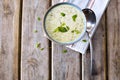 Bowl of broccoli and cheddar cheese soup Royalty Free Stock Photo