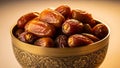 Bowl of Brown Dates Royalty Free Stock Photo