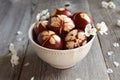 A bowl of brown Easter eggs dyed with onion skins Royalty Free Stock Photo