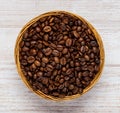 Bowl with Brown Roasted Coffee Beans Royalty Free Stock Photo