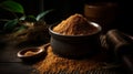 A bowl of brown sugar on white background copy space. studio shot presentation Royalty Free Stock Photo