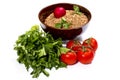 Bowl with buckwheat, parsley, fennel and tomatoes